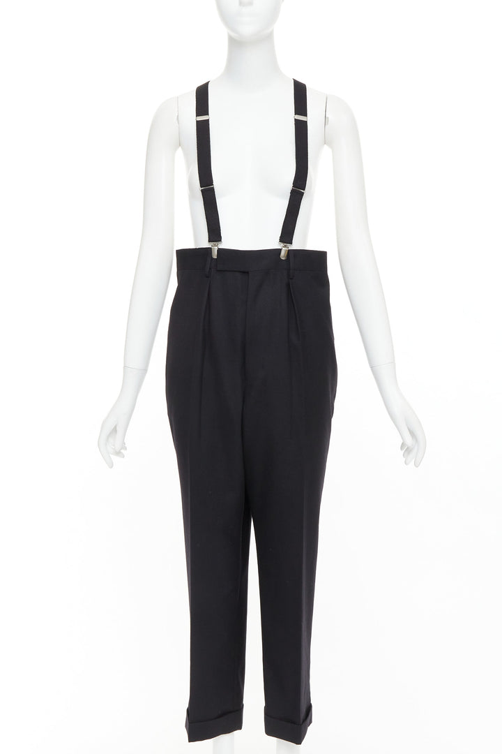 JUNYA WATANABE 2012 black wool suspender high waisted harem pants M