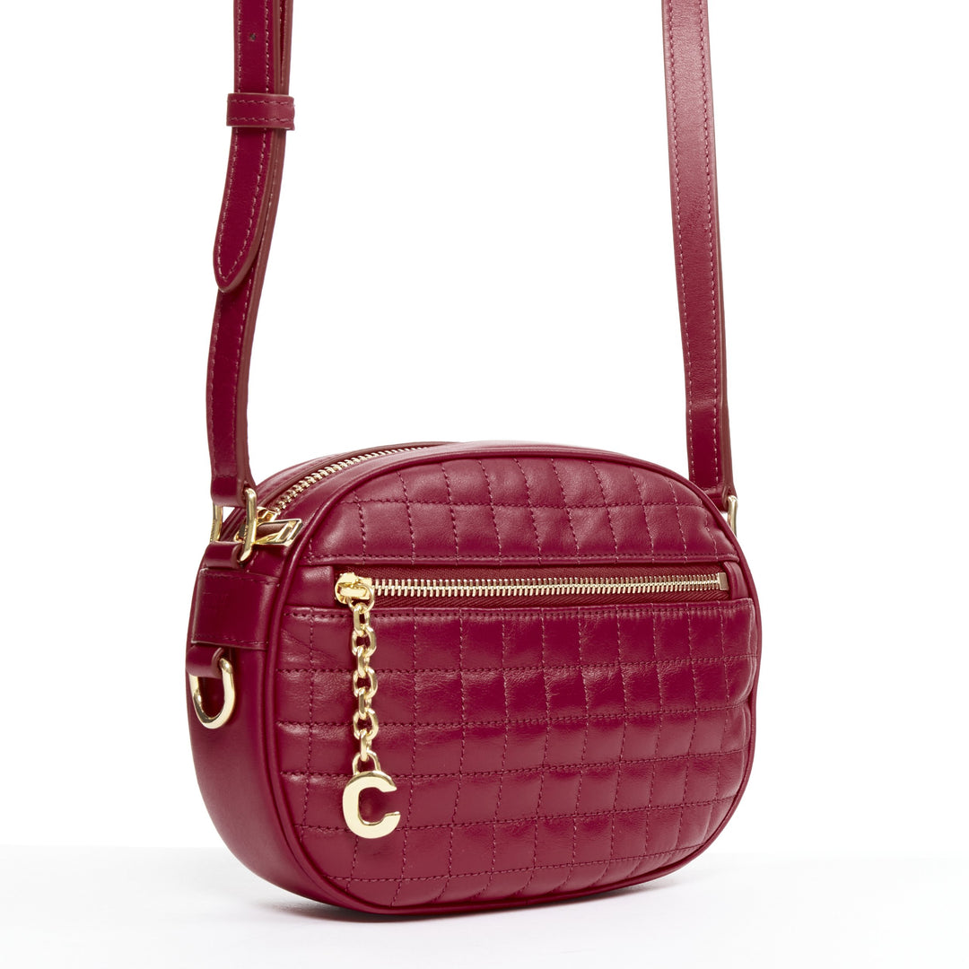 CELINE Hedi Slimane 2019 C Charm red quilted small crossbody camera bag