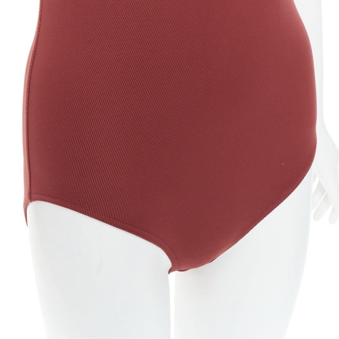 HERMES VINTAGE Martin Margiela dar orange twill jersey one-piece bodysuit FR40 L