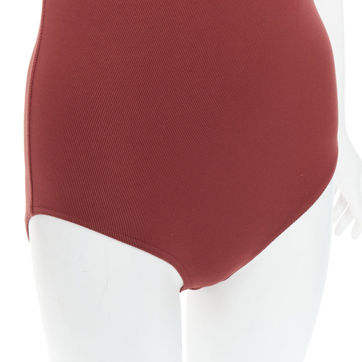 HERMES VINTAGE Martin Margiela dar orange twill jersey one-piece bodysuit FR40 L