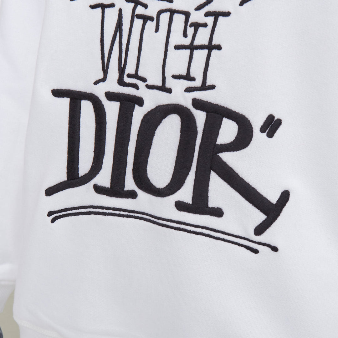 DIOR HOMME Shawn Stussy 2020 Runway Shock The World logo embroidered hoodie XXS