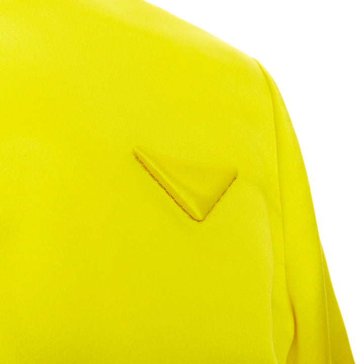 rare PRADA 2022 Runway yellow duchess silk open back cinched belted dress IT40 S