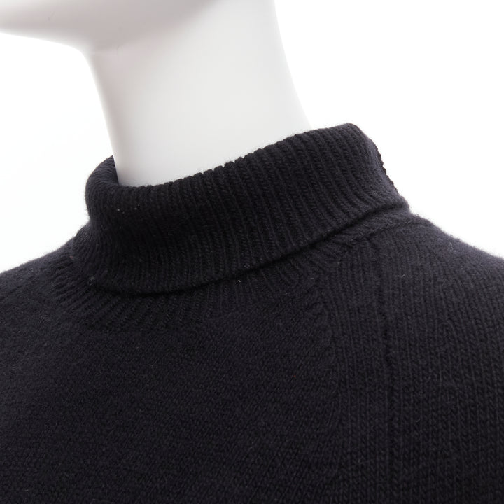 OLD CELINE Phoebe Philo black 100% cashmere distressed cropped turtleneck top S