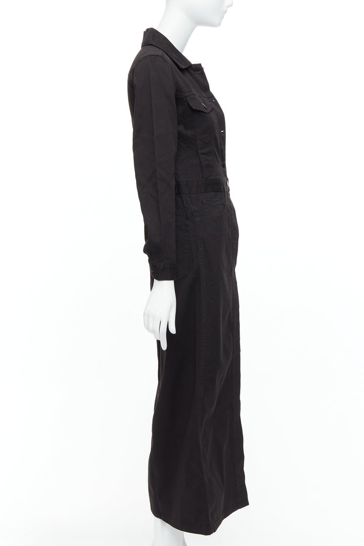 MAISON MARGIELA Line 6 Vintage black cotton carpenter midi dress IT38 XS