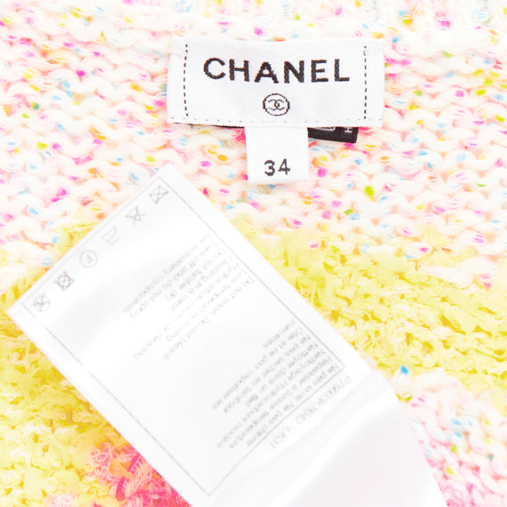 CHANEL 24C Coco Heart pink crochet tweed trim cardigan jacket FR34 XS