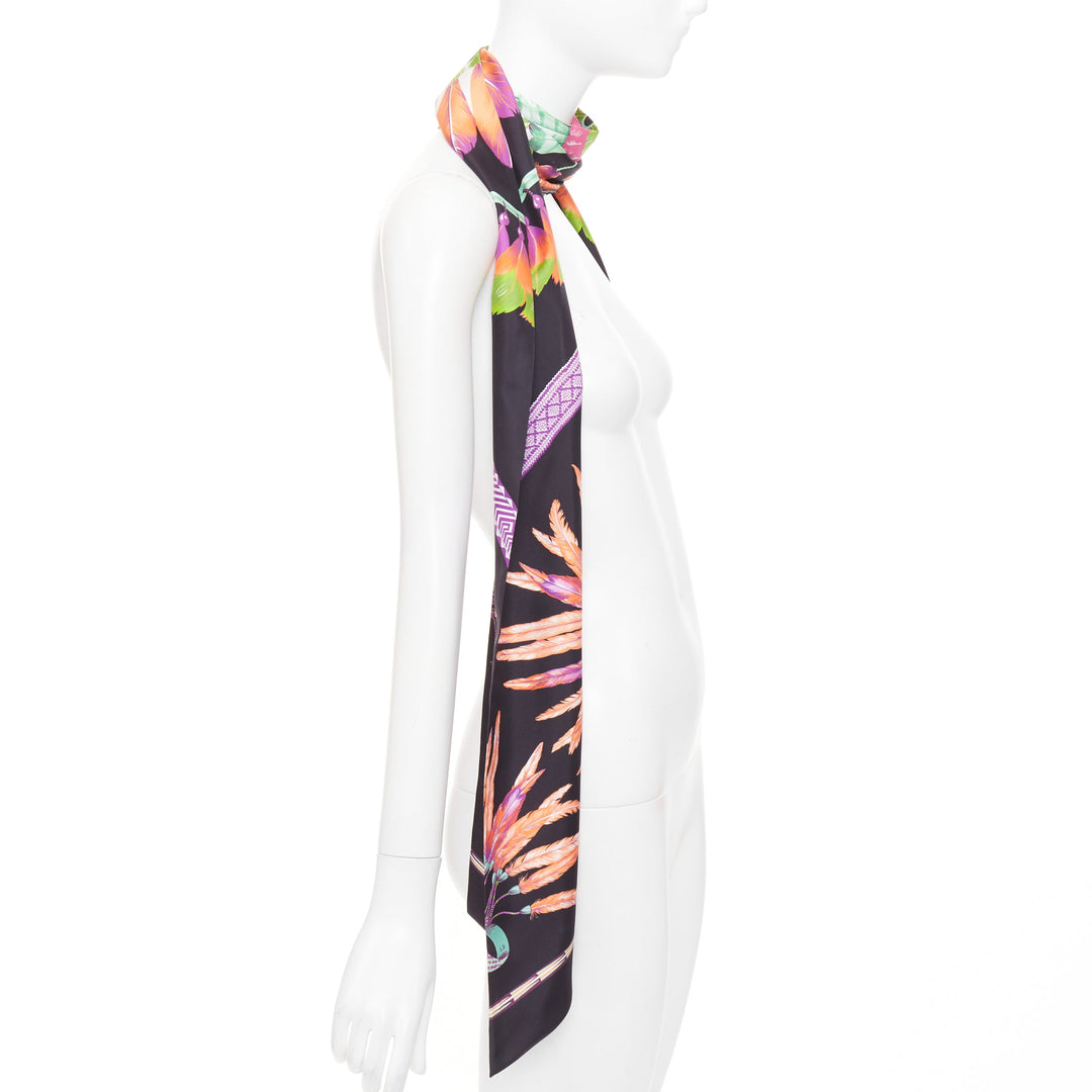 HERMES  silk Brazil Laurence Bourthoumieux bird of paradise Maxi Twilly scarf