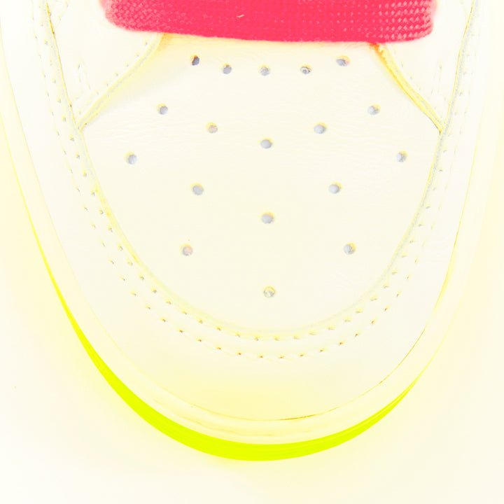 CHANEL 2020 white calfskin neon multicolor low top trainer court sneakers EU38.5