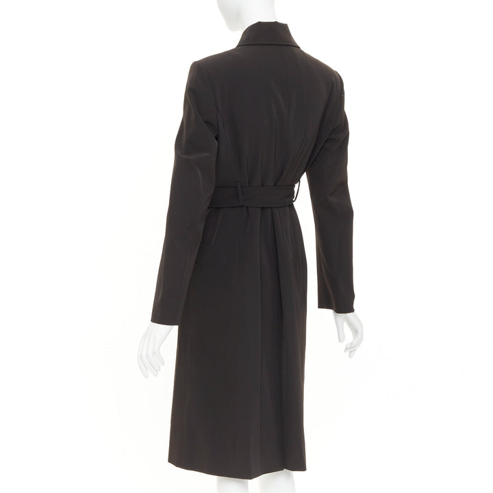 PRADA 1999 Vintage minimal technical single breasted belted trench coat IT42 M