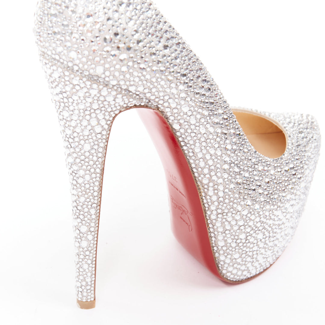 CHRISTIAN LOUBOUTIN Daffodile Strass 160 silver crystal platform pumps EU37.5