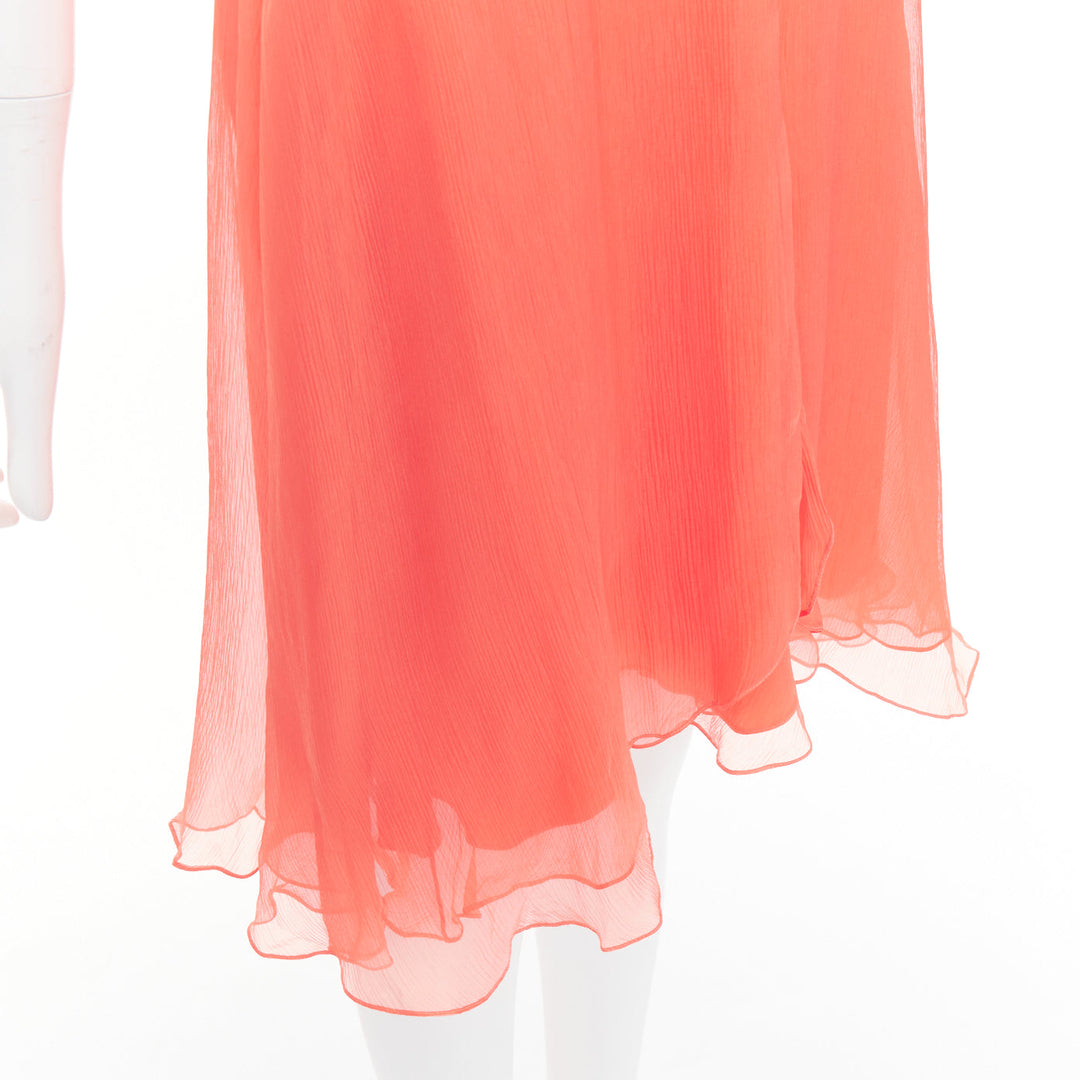 RALPH LAUREN Black Label coral orange 100% silk strapless mini dress US2 S