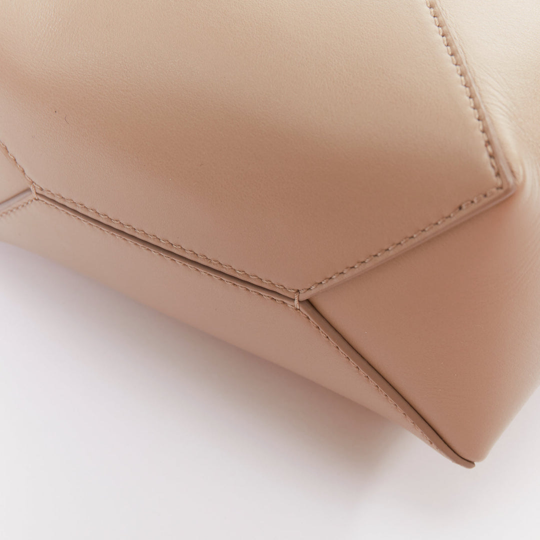 LOEWE 2023 Mini Puzzle Fold Tote sand grey leather gold logo top handle bag