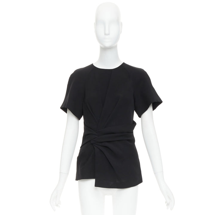 ALEXANDER WANG black drape knot front raglan crew neck top US2 S