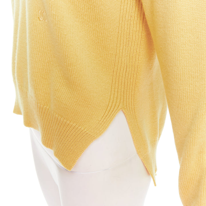 OLD CELINE Phoebe Philo yellow cashmere anagram logo sweater S