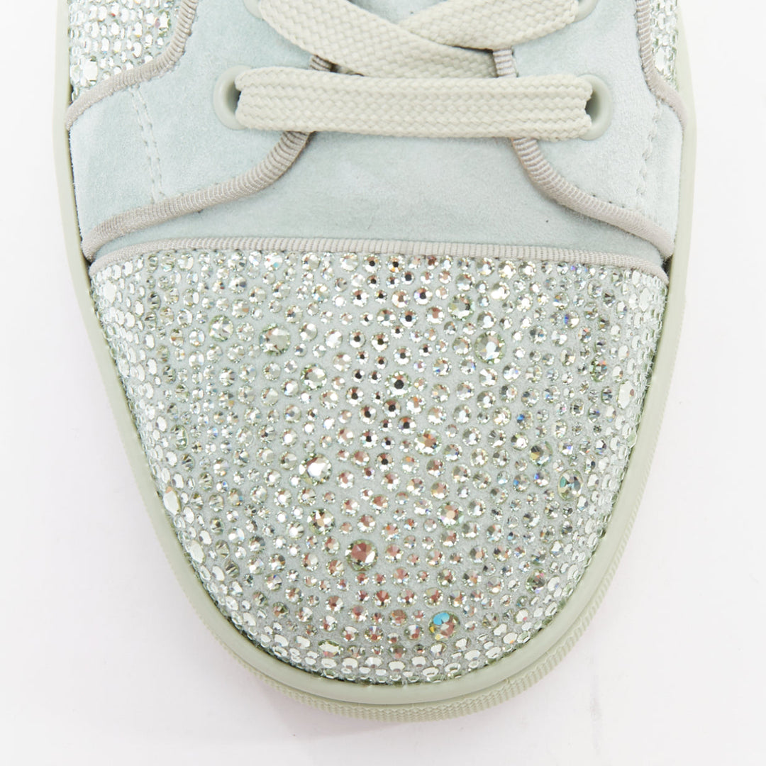 CHRISTIAN LOUBOUTIN Louis Junior Strass Flat Opalina Chrysolite sneaker EU43