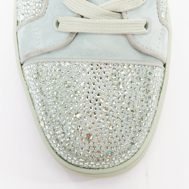 CHRISTIAN LOUBOUTIN Louis Junior Strass Flat Opalina Chrysolite sneaker EU43