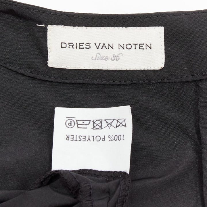 DRIES VAN NOTEN black bow detail chest panelled keyhole tent dress FR36 S