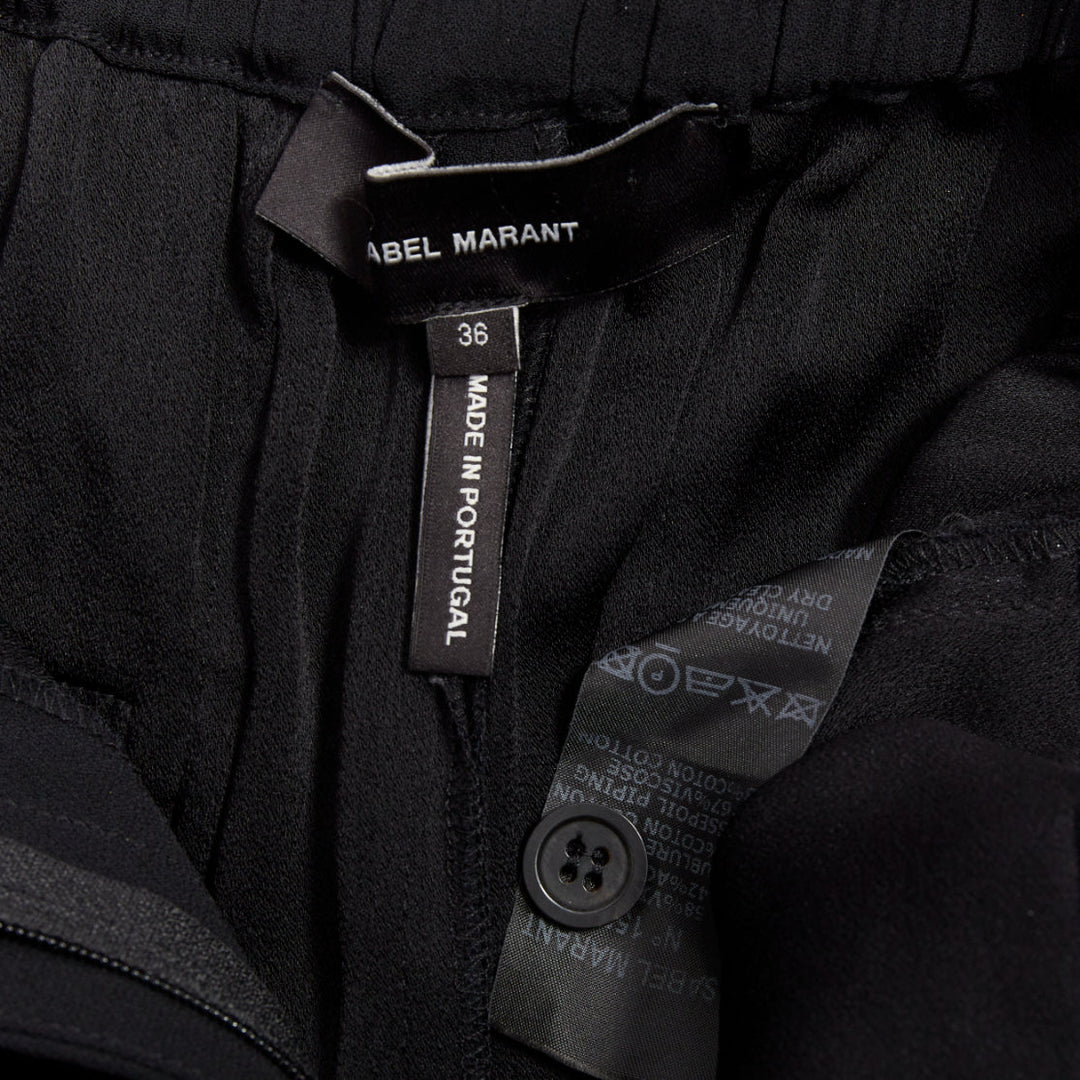 ISABEL MARANT black red piping pleated straight cut capri pants FR36 S