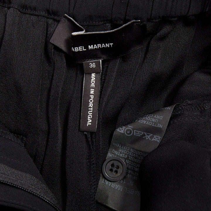 ISABEL MARANT black red piping pleated straight cut capri pants FR36 S