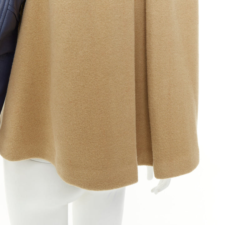 SACAI LUCK camel wool leather sleeve flared collegiate bomber jacket JP1 S