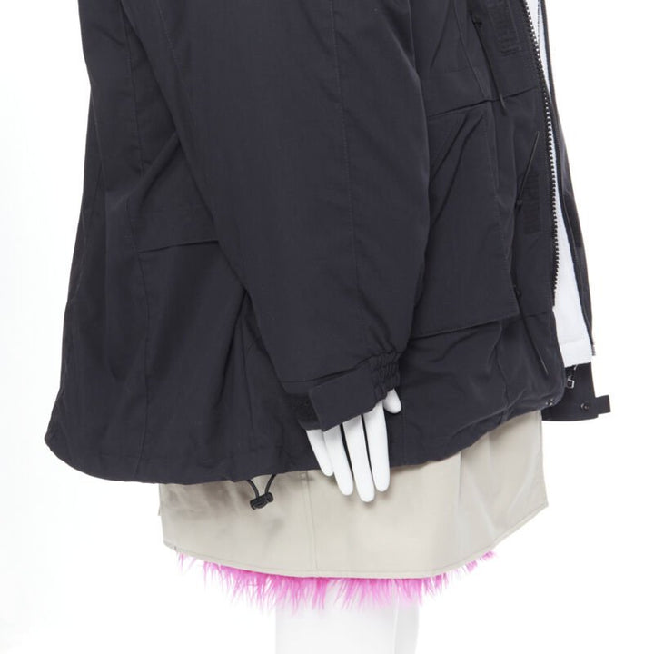 rare BALENCIAGA 2018 Runway Fake Layering 7 layer pink fur lined parka jacket XL
