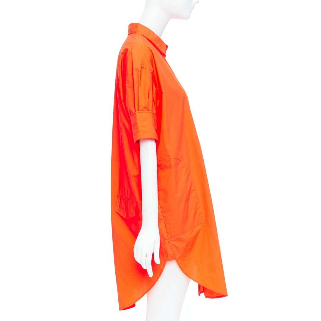 ACNE STUDIOS 2016 Lash Tech Pop neon orange cotton shirt dress FR34 XS