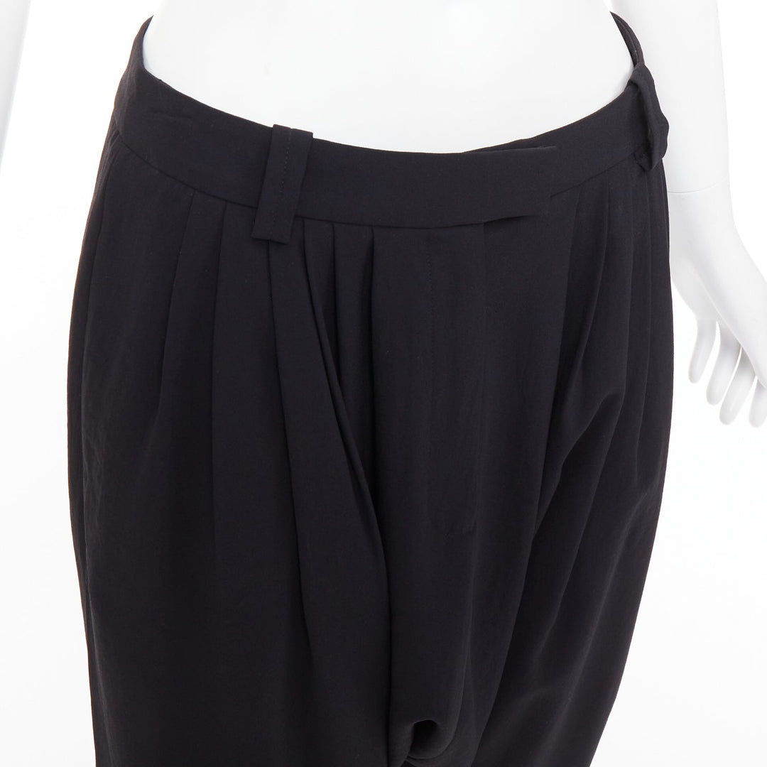 GIVENCHY black pleated front drop crotch harem knee length shorts FR38 M