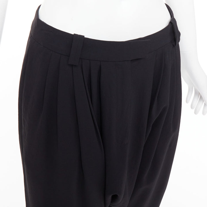 GIVENCHY black pleated front drop crotch harem knee length shorts FR38 M