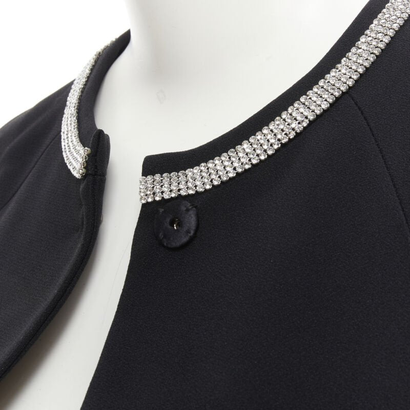DOLCE GABBANA black silver crystal rhinestone collar cuff dinner jacket IT36 XS