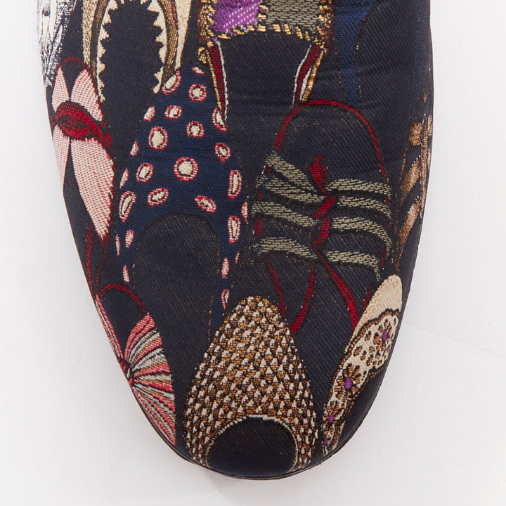 SALVATORE FERRAGAMO Blondie shoe pattern jacquard flat loafers UK7.5 EU41.5