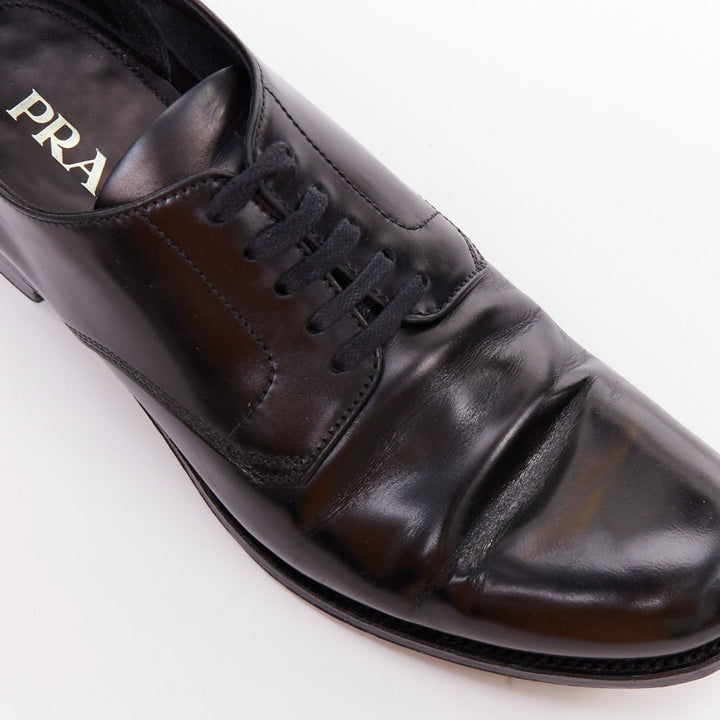 PRADA black round toe lace up classic brogue dress shoes UK7 EU41