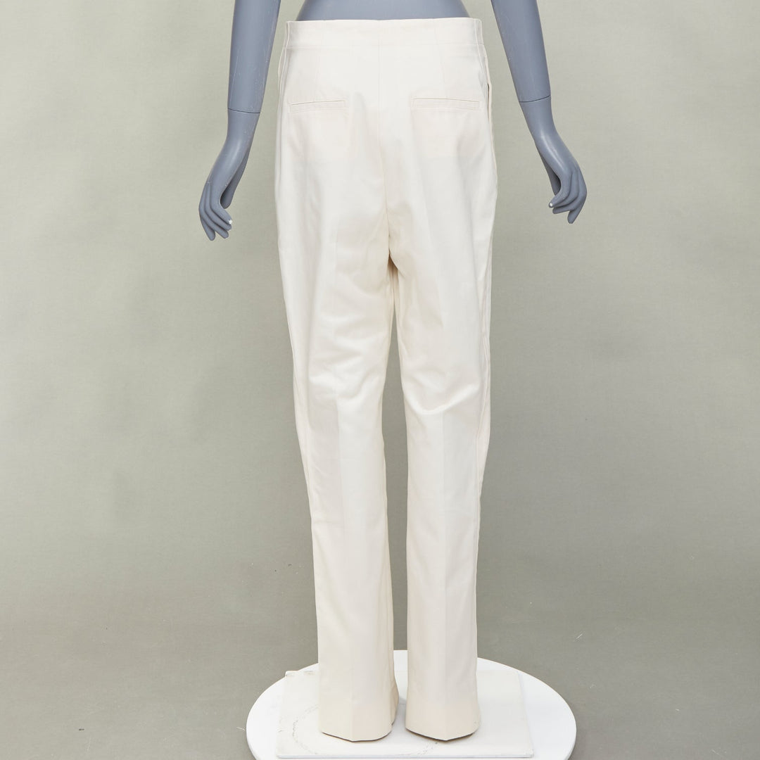 COLVILLE ivory cream cotton twill taped v raised hem harem pants IT42 M