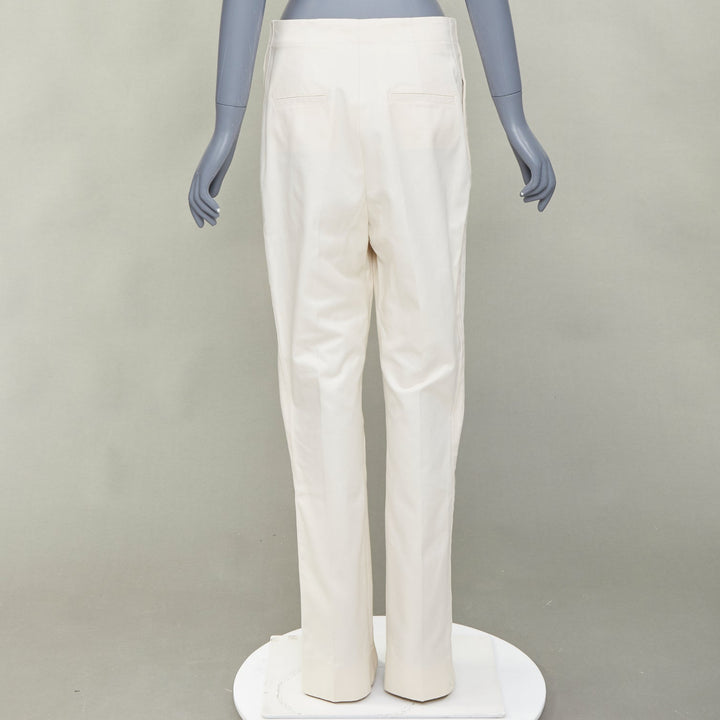 COLVILLE ivory cream cotton twill taped v raised hem harem pants IT42 M