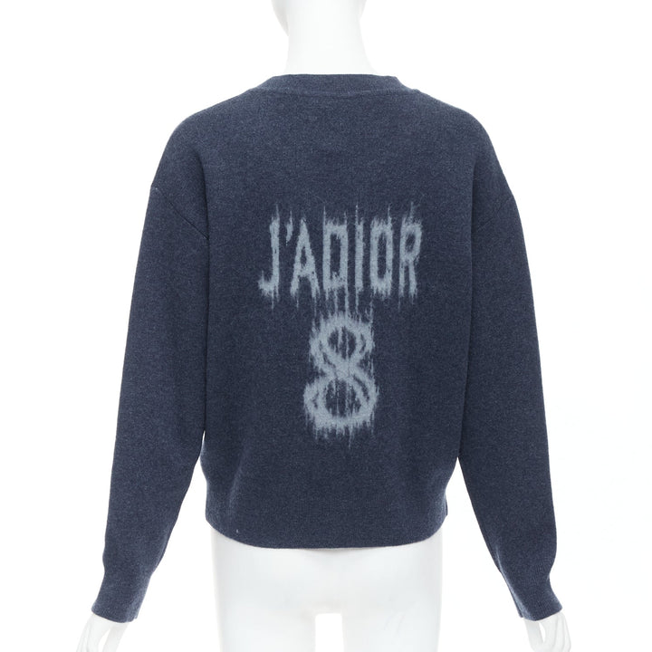 CHRISTIAN DIOR cashmere blend grey blue J'adior 8 boxy sweater FR36 S