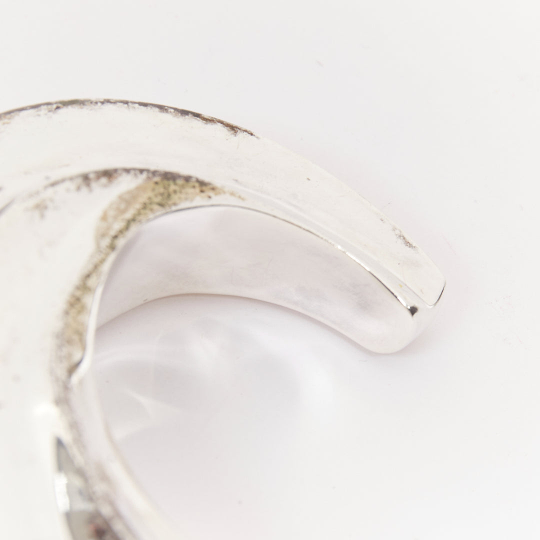 rare PATRICIA VON MUSULIN 1990s Modernism Wave asymmetric 925 silver bangle cuff