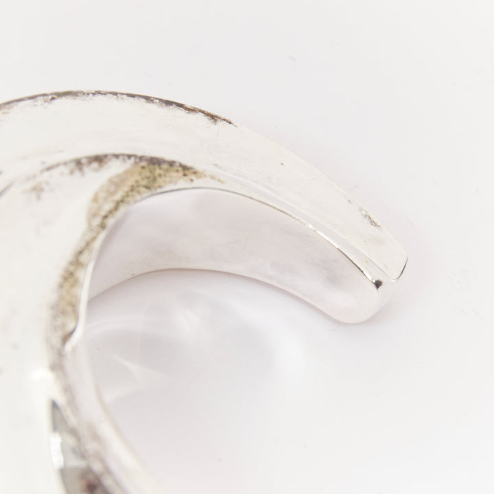 rare PATRICIA VON MUSULIN 1990s Modernism Wave asymmetric 925 silver bangle cuff
