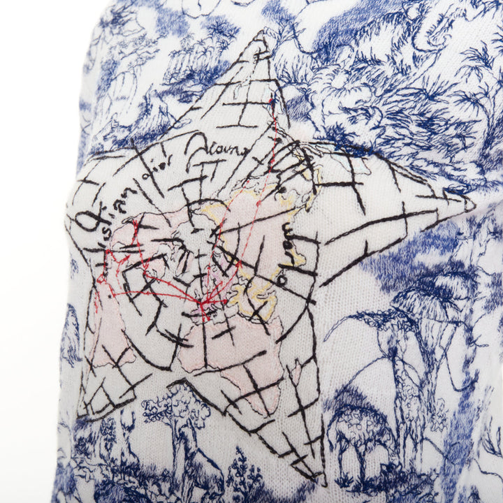 CHRISTIAN DIOR 2020 Around the World embroidered cashmere cotton sweater FR34 XS