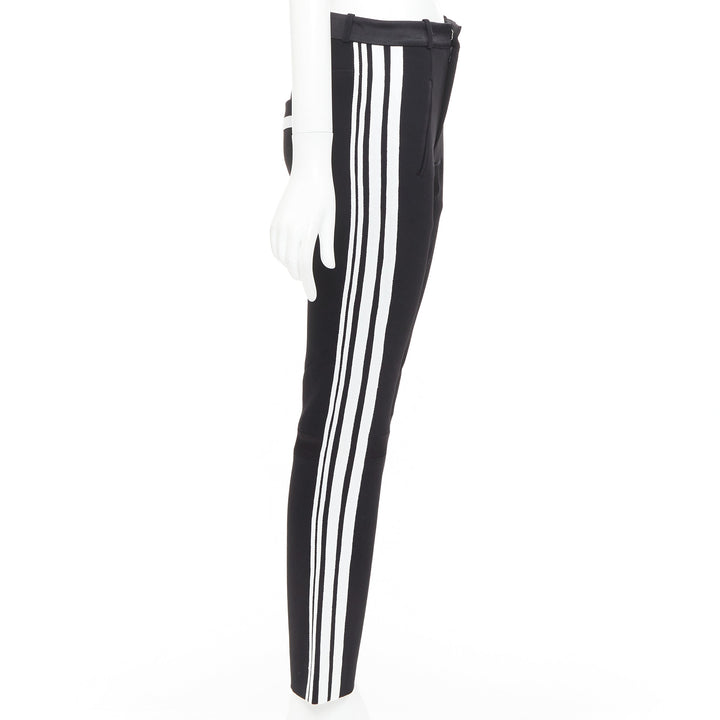 BALENCIAGA 2007 black white striped panelled bicycle inspired pants FR36 S
