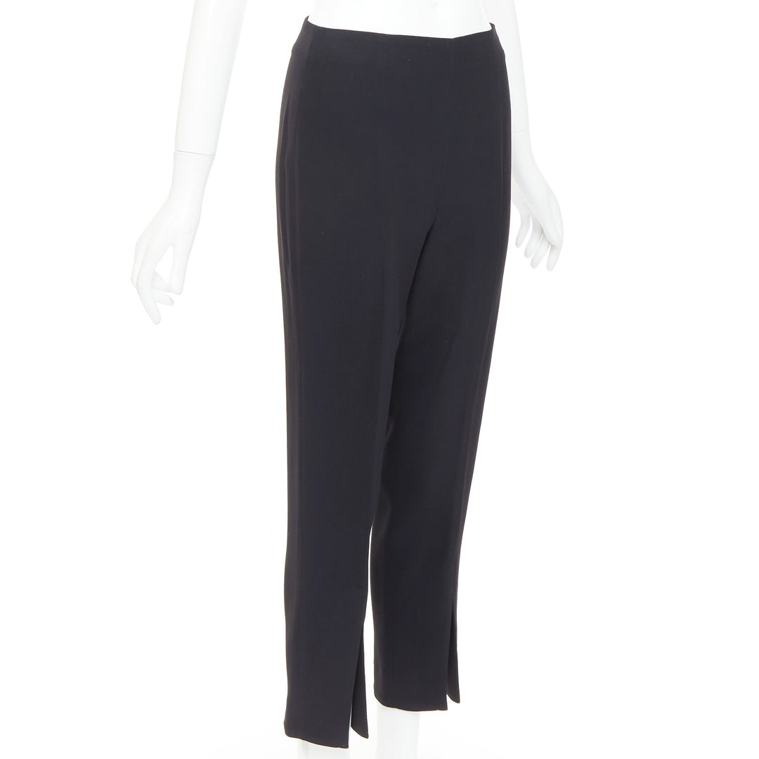 ALEXANDER MCQUEEN black silky slit front high waisted cropped pants IT40 S