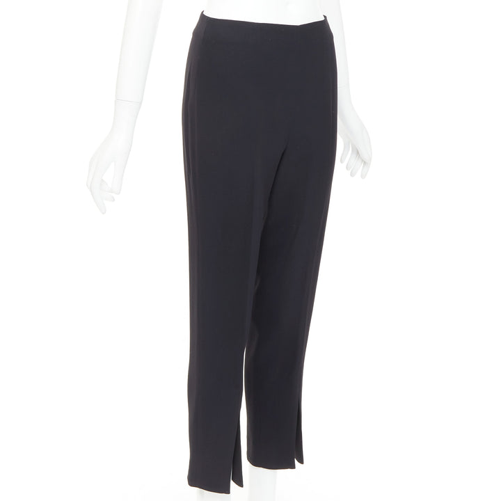 ALEXANDER MCQUEEN black silky slit front high waisted cropped pants IT40 S