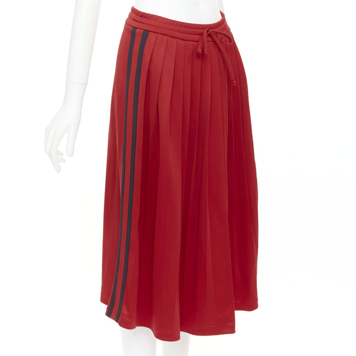 GUCCI Alessandro Michele red pleated Signature Web side track skirt XS