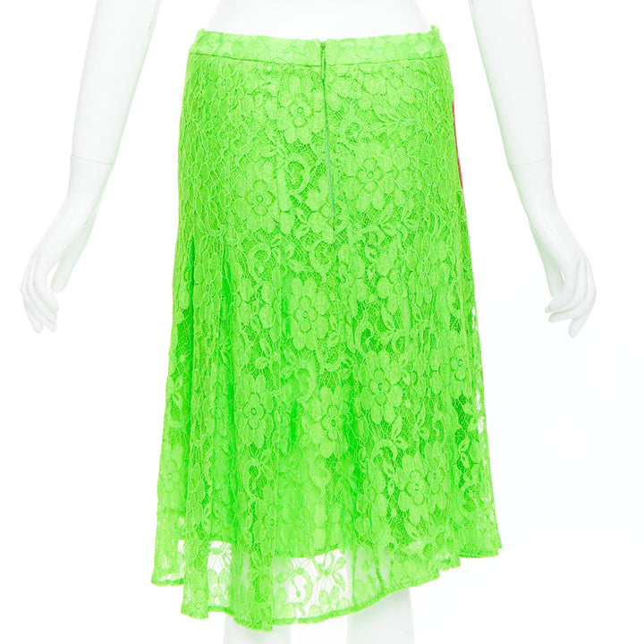 CHRISTOPHER KANE 2016 Runway neon green pink PVC lace skirt set UK8 S