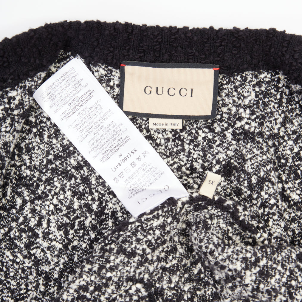 GUCCI GG Supreme Jacquard Cardigan black white gold button jacket XS