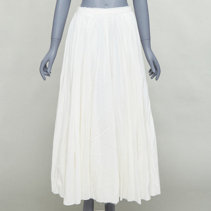 BOY BAND OF OUTSIDER white silk cotton pleated midi skirt US0 XS