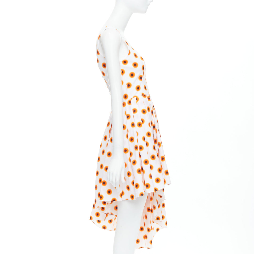 ALEXANDER MCQUEEN 2022 Iris orange paint polka dot asymmetric dress IT38 XS