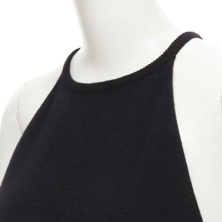 LOEWE Vintage 100% cashmere black knit racer back vest top S