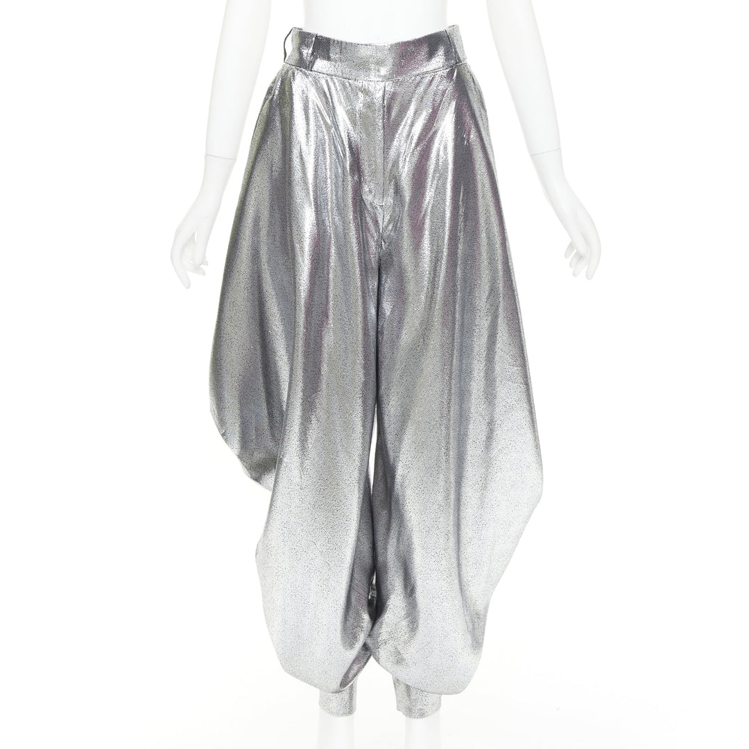 ALEXANDRE VAUTHIER COUTURE SS2021 Runway silver lame halter bloomer pants set