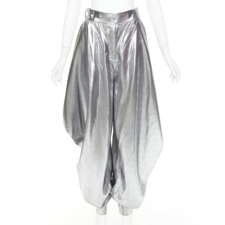 ALEXANDRE VAUTHIER COUTURE SS2021 Runway silver lame halter bloomer pants set