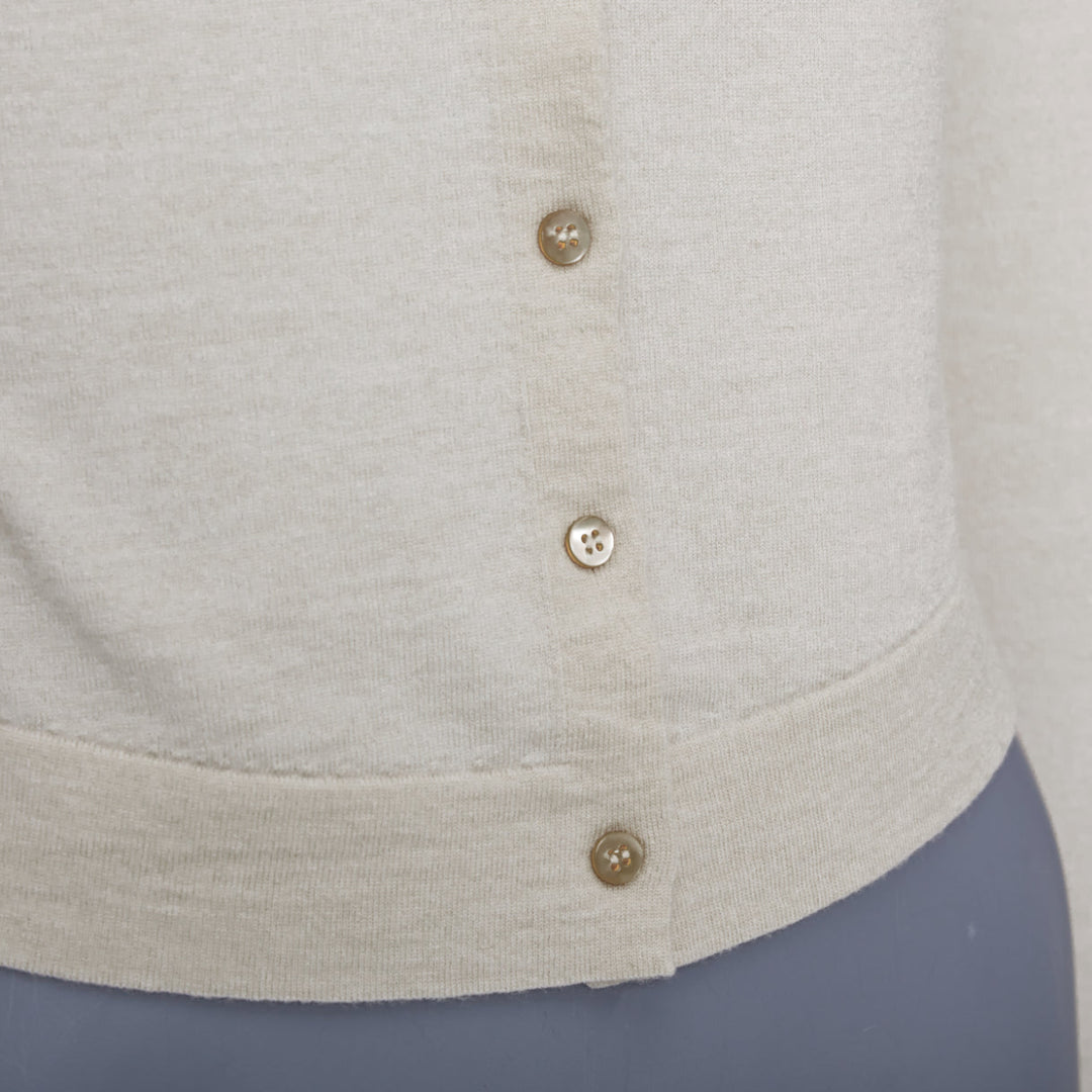 ALAIA beige virgin wool blend mini buttons classic cropped cardigan FR36 S