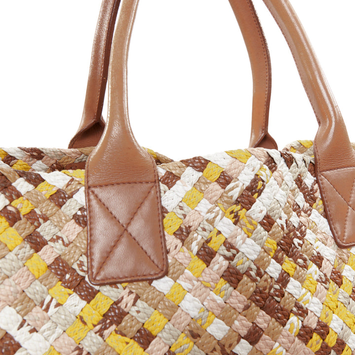 BOTTEGA VENETA Limited Edition Cabat Intrecciato yellow pink cream tote bag