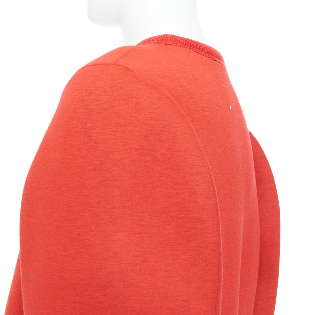 MAISON MARGIELA 2010 red neoprene structured curved sleeve pullover jumper S